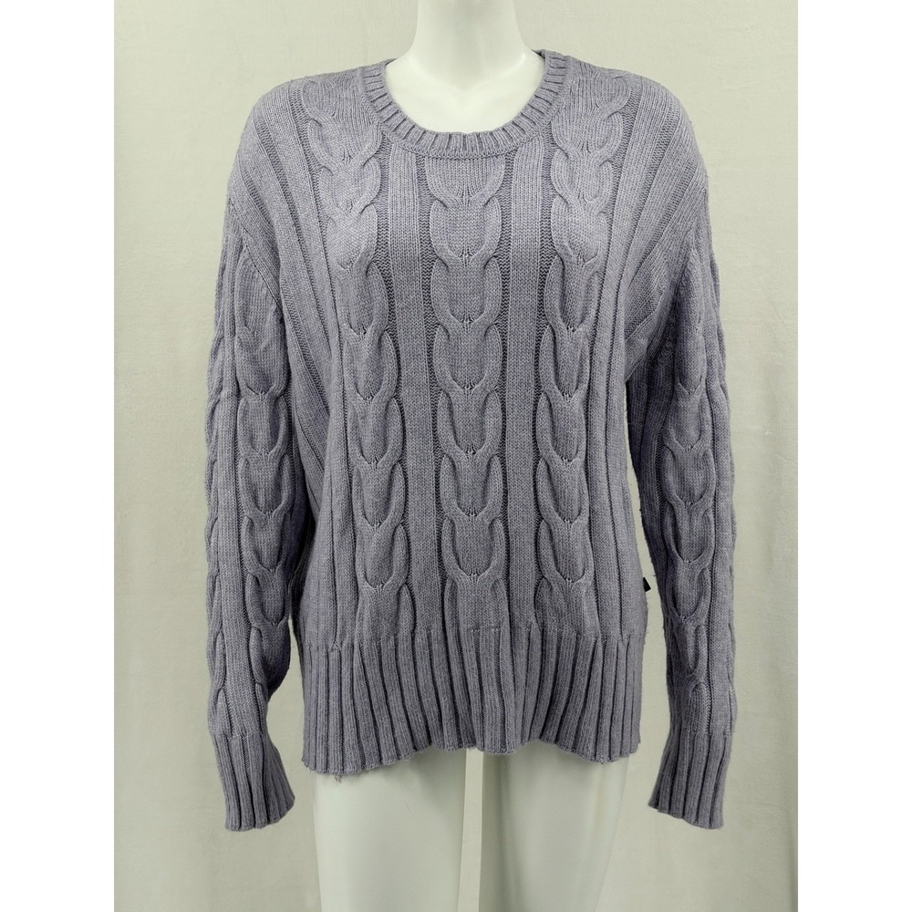 Banana Republic Sweater Womens XL Purple Cable Knit‎ Crew Neck Pullover Ribbed